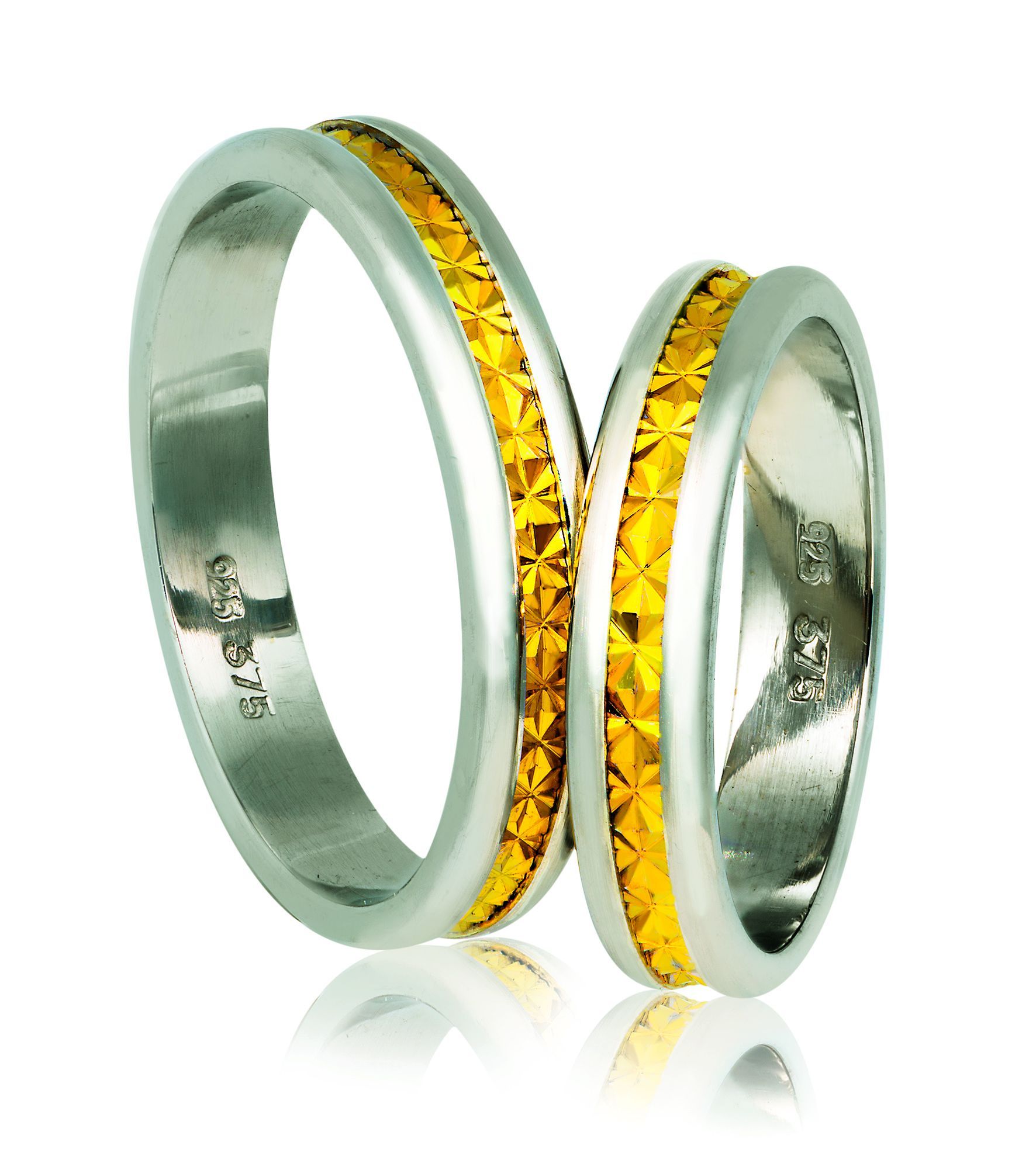 White gold & gold wedding rings 4.3mm (code A75)